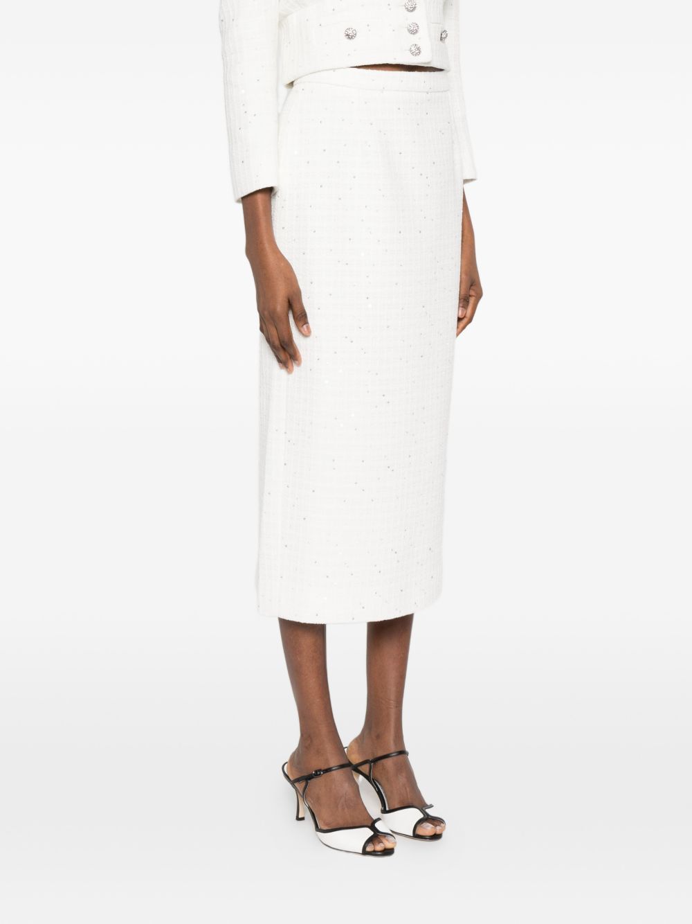 Gona midi con paillettes in bianco Alessandra rich - donna 