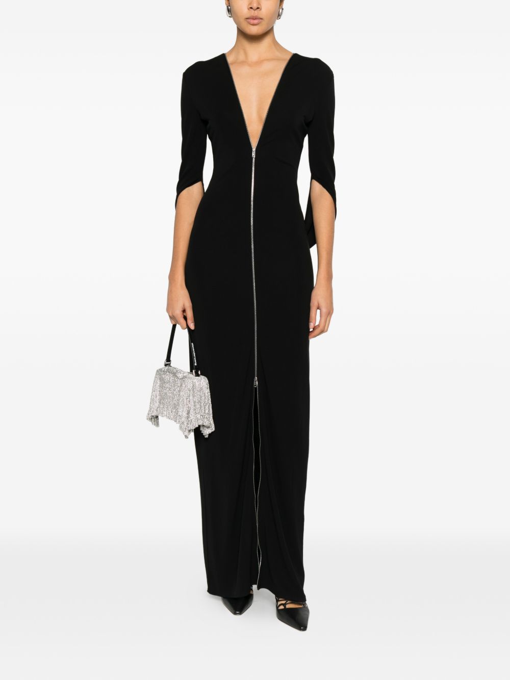 Abito maxi con scollo a v in nero Alexander wang - donna 