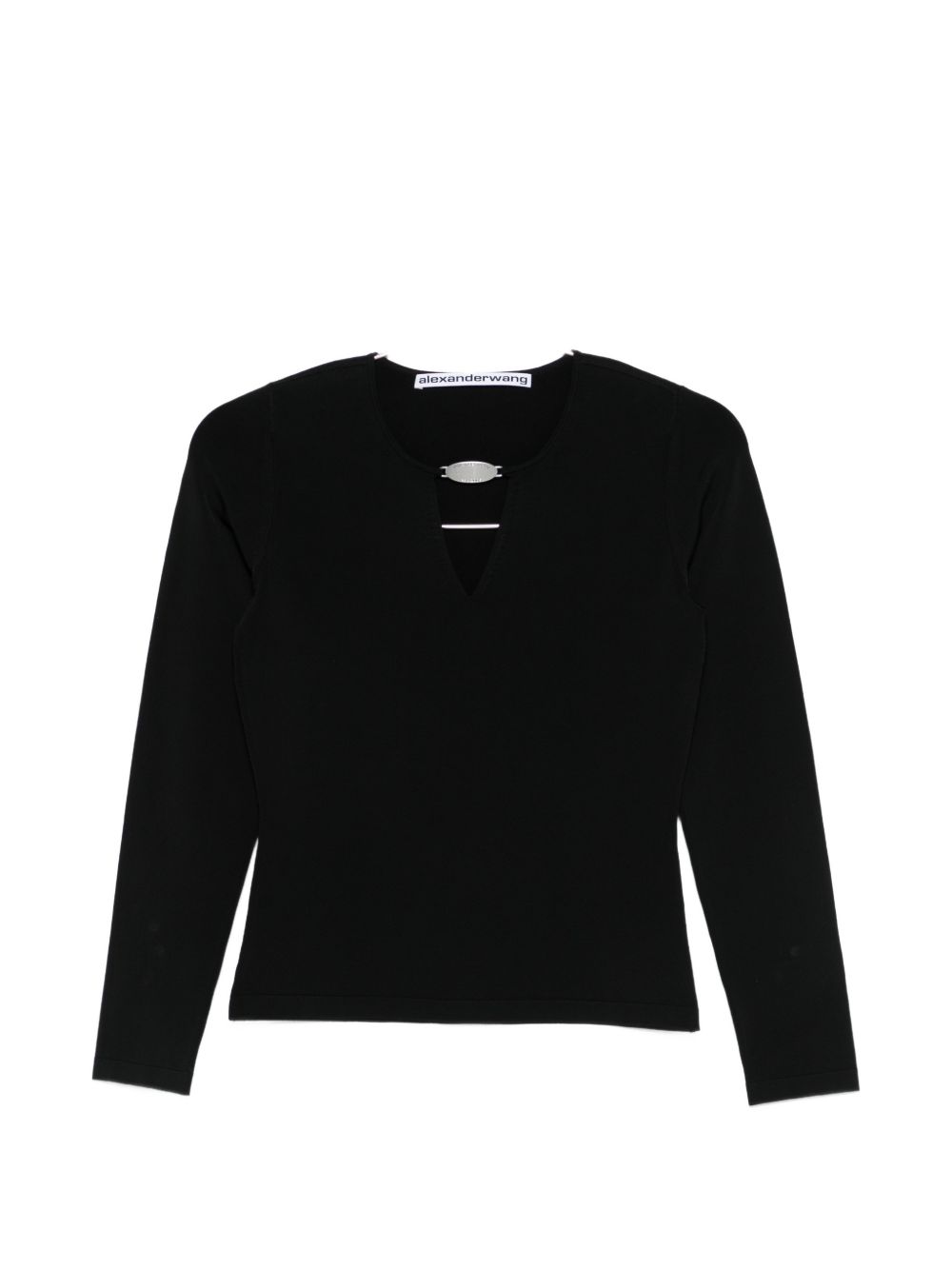 Maglione con scollo a v e targa con logo in nero Alexander wang - donna 