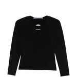 Maglione con scollo a v e targa con logo in nero Alexander wang - donna 