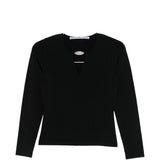 Maglione con scollo a v e targa con logo in nero Alexander wang - donna 