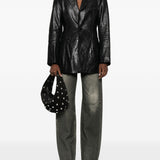 Blazer squadrato in pelle in nero Alexander wang - donna 