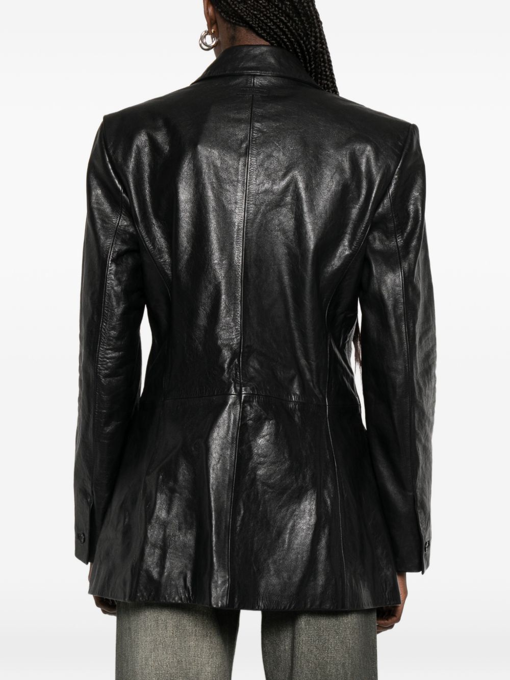 Blazer squadrato in pelle in nero Alexander wang - donna 