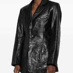 Blazer squadrato in pelle in nero Alexander wang - donna 