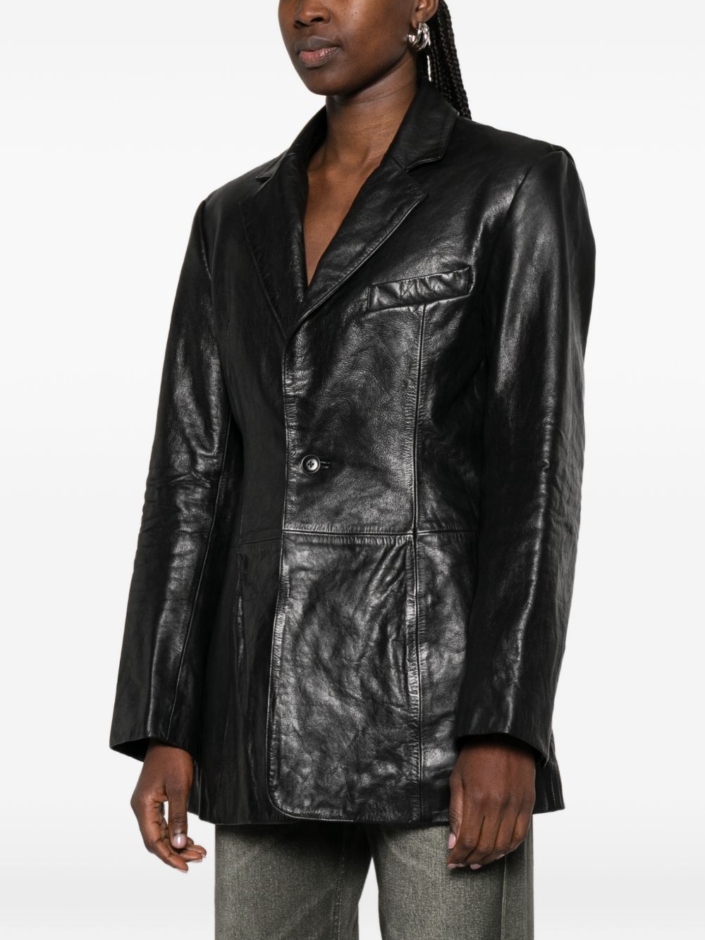 Blazer squadrato in pelle in nero Alexander wang - donna 
