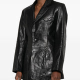 Blazer squadrato in pelle in nero Alexander wang - donna 