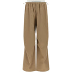 Pantaloni con cintura a doppio strato e logo in marrone Alexander wang - donna 