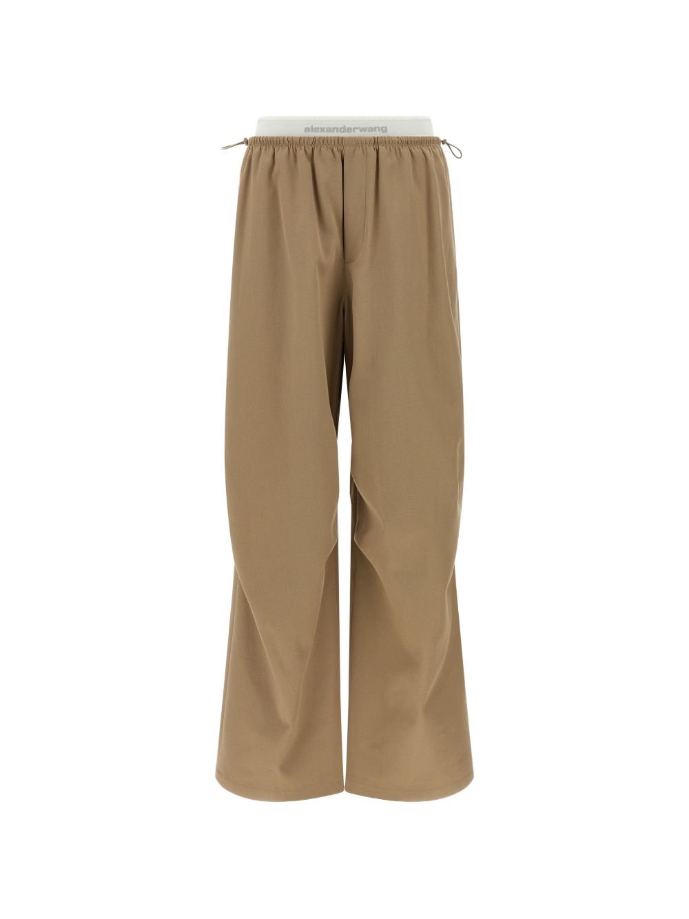 Pantaloni con cintura a doppio strato e logo in marrone Alexander wang - donna 