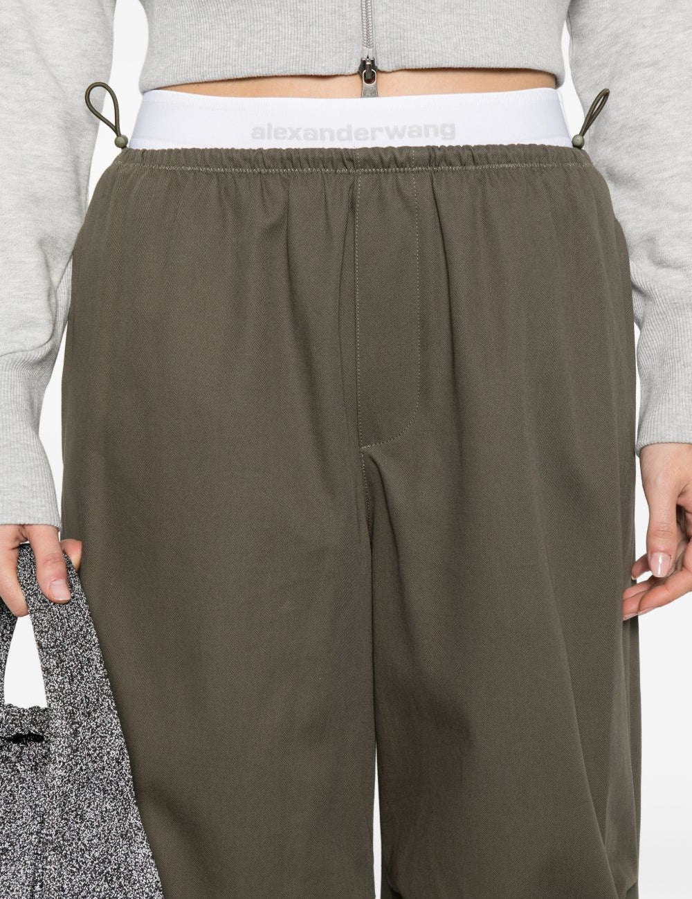 Pantaloni con cintura a doppio strato  in verde 