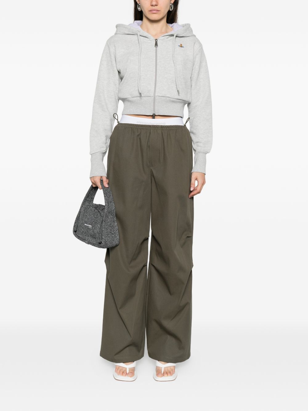 Pantaloni con cintura a doppio strato  in verde 