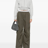 Pantaloni con cintura a doppio strato  in verde 