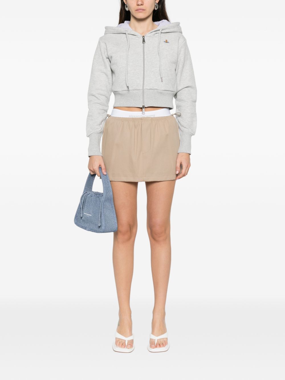 Minigonna con coulisse in vita in beige Alexander wang - donna 