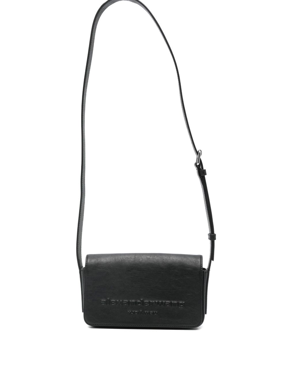 Borsa a tracolla con logo in rilievo in nero Alexander wang  - donna 