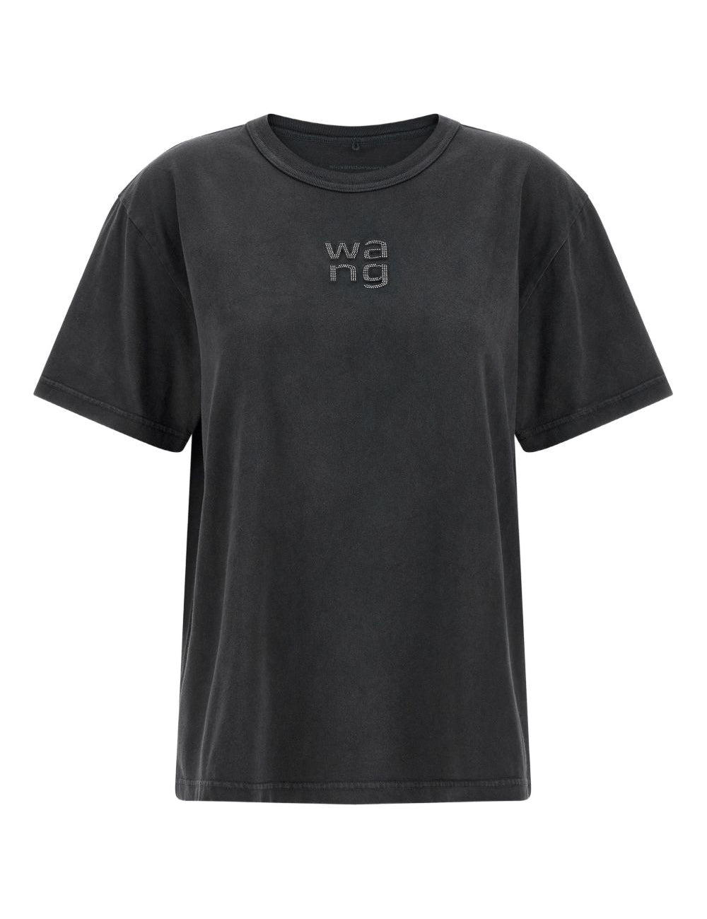 T-shirt con logo e strass in nero Alexander wang - donna 