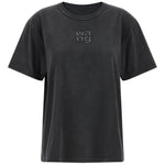 T-shirt con logo e strass in nero Alexander wang - donna 