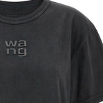 T-shirt con logo e strass in nero Alexander wang - donna 