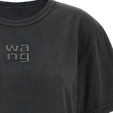 T-shirt con logo e strass in nero Alexander wang - donna 