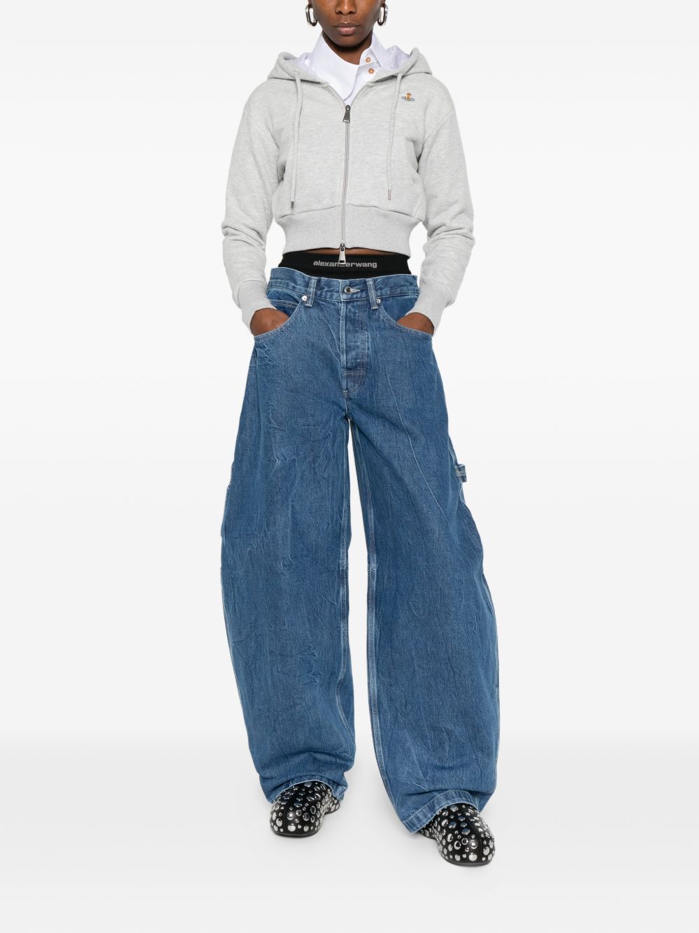 Jeans con elastico ballon fit in blu Alexander wang - donna 