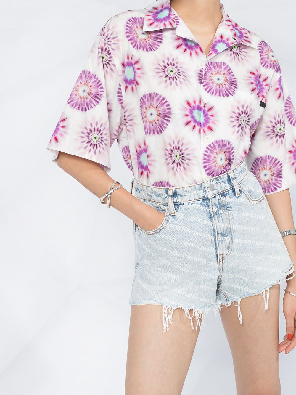 Shorts denim a vita alta Bite in blu Alexander wang  - donna 