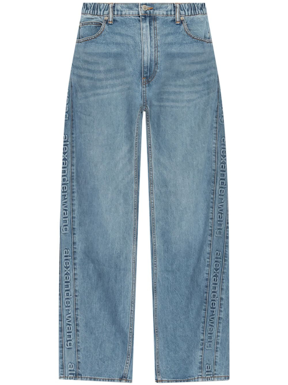 Jeans boyfriend con logo goffrato in blu Alexander wang  - donna 
