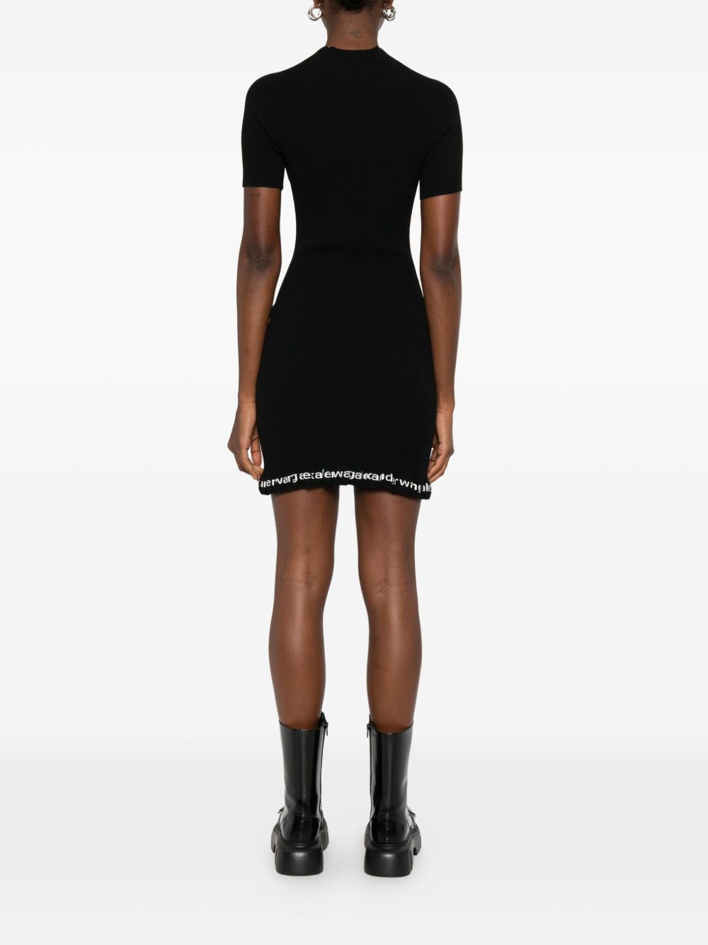 Abito midi a coste con logo  in nero Alexander wang - donna 