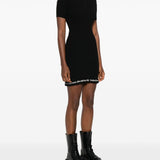 Abito midi a coste con logo  in nero Alexander wang - donna 