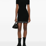 Abito midi a coste con logo  in nero Alexander wang - donna 
