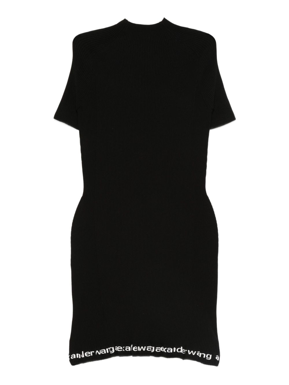 Abito midi a coste con logo  in nero Alexander wang - donna 