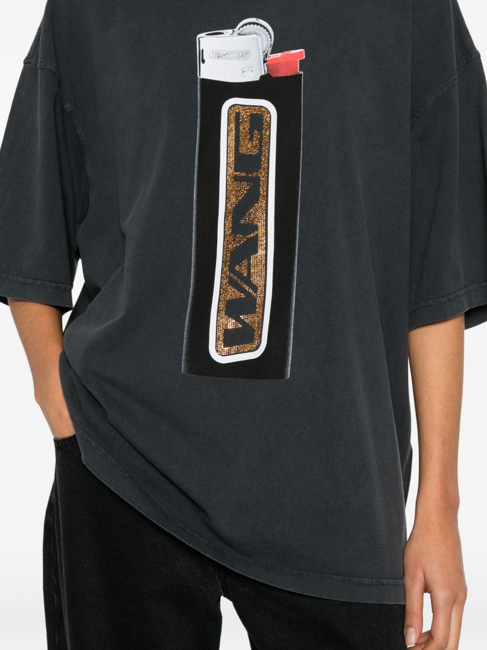 T-shirt con stampa in nero Alexander wang - donna 