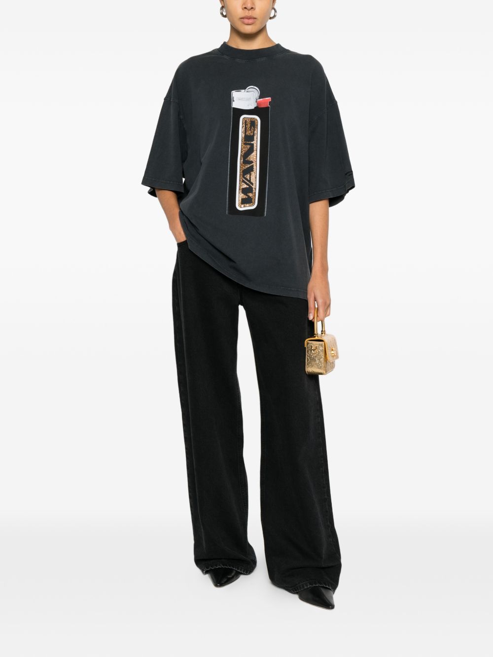 T-shirt con stampa in nero Alexander wang - donna 
