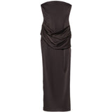 Abito lungo drappeggiato senza spalline in grigio Alex perry - donna 