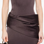 Abito lungo drappeggiato senza spalline in grigio Alex perry - donna 