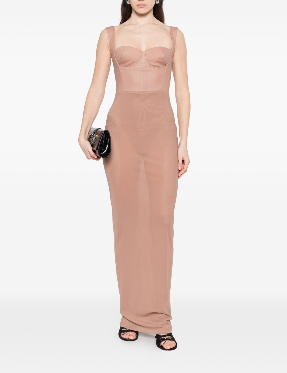Abito lungo con design semi-trasparente in rosa Alex perry - donna 