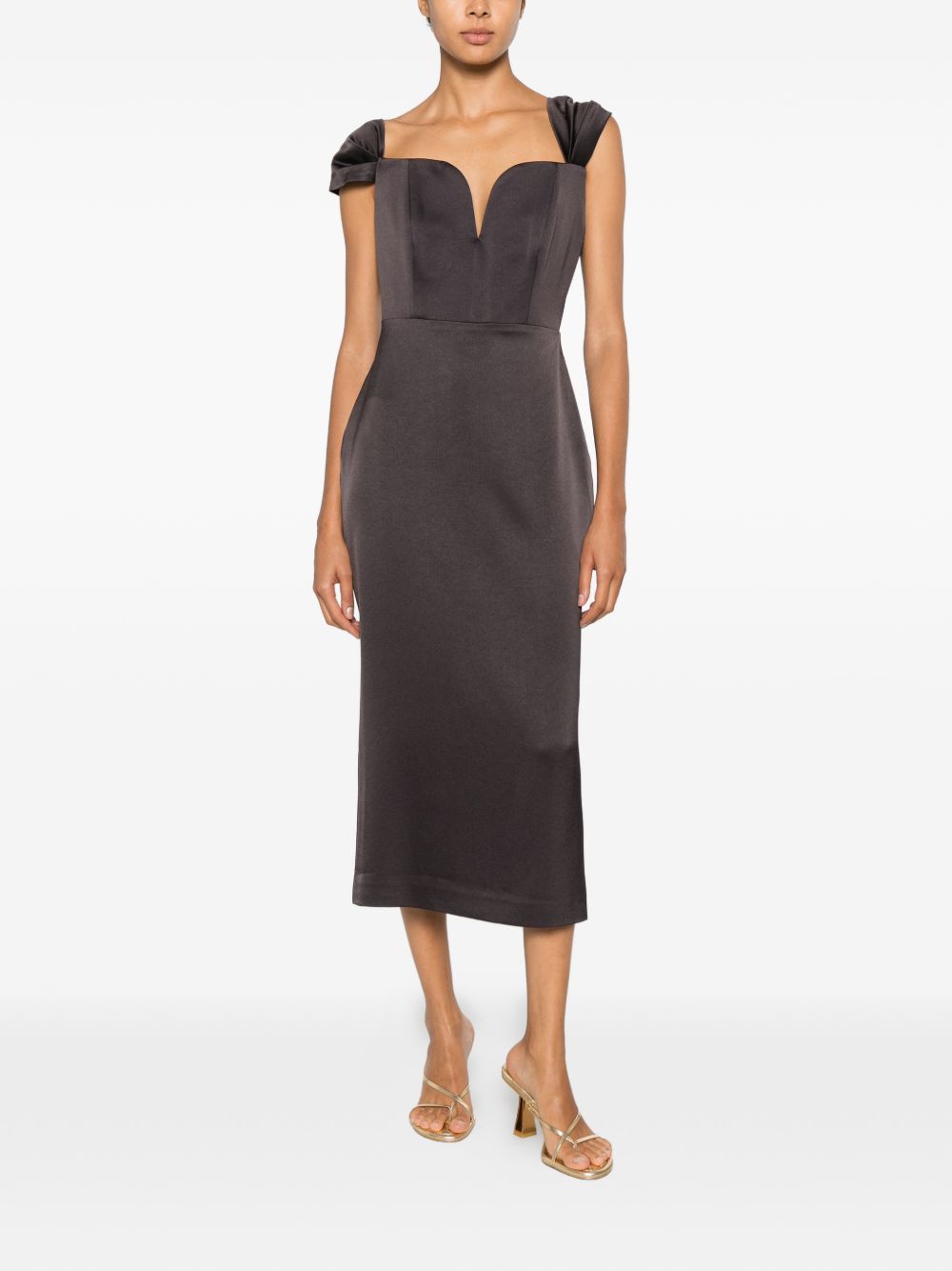 Abito midi con scollo a V in grigio Alex perry - donna 
