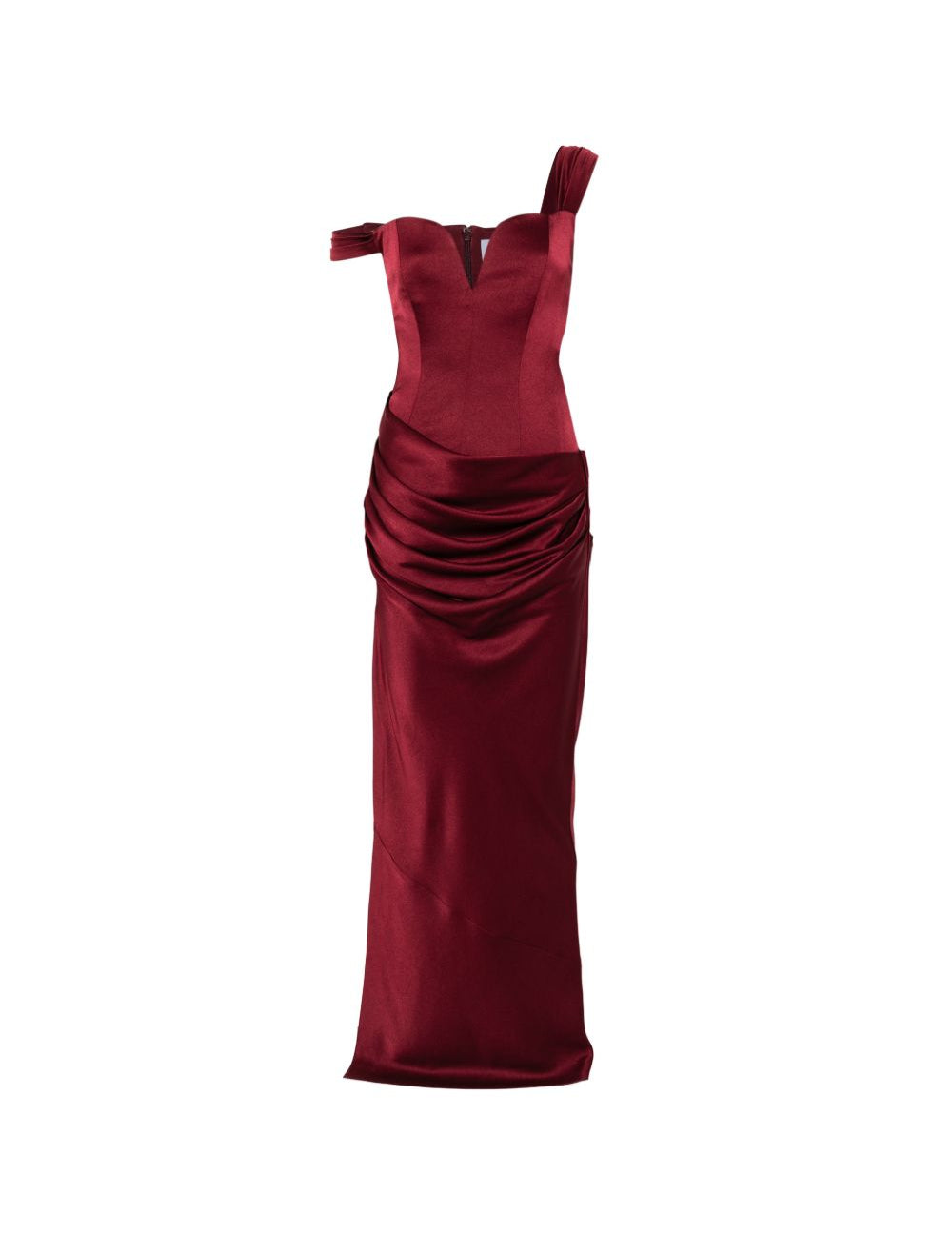Abito maxi satinato monospalla in bordeaux Alex perry - donna 