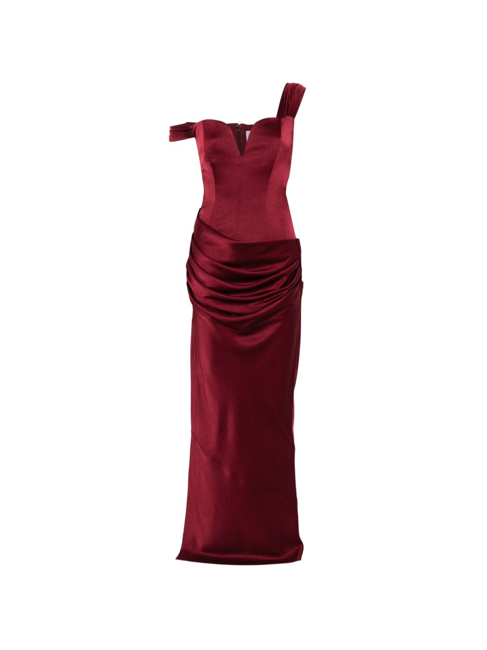 Abito maxi satinato monospalla in bordeaux Alex perry - donna 