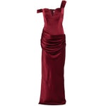 Abito maxi satinato monospalla in bordeaux Alex perry - donna 