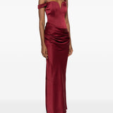 Abito maxi satinato monospalla in bordeaux Alex perry - donna 
