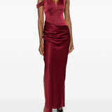 Abito maxi satinato monospalla in bordeaux Alex perry - donna 