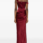 Abito maxi satinato monospalla in bordeaux Alex perry - donna 