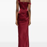 Abito maxi satinato monospalla in bordeaux Alex perry - donna 