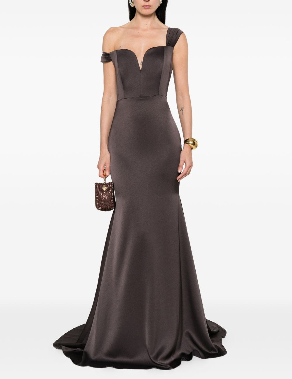 Abito con scollo a cuore in  marrone Alex Perry - donna 