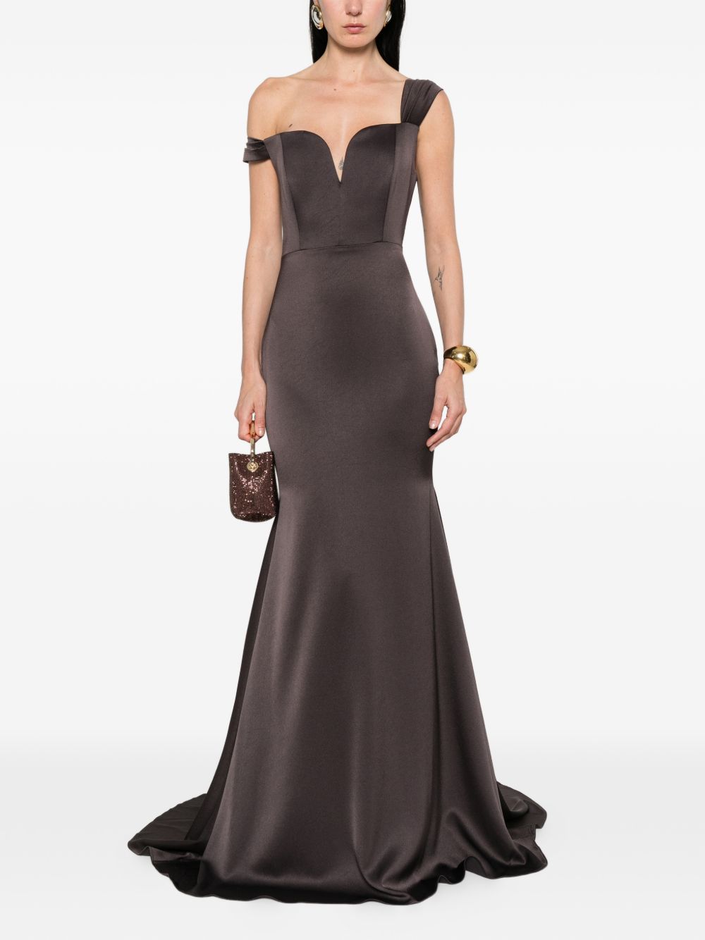Abito con scollo a cuore in  marrone Alex Perry - donna 
