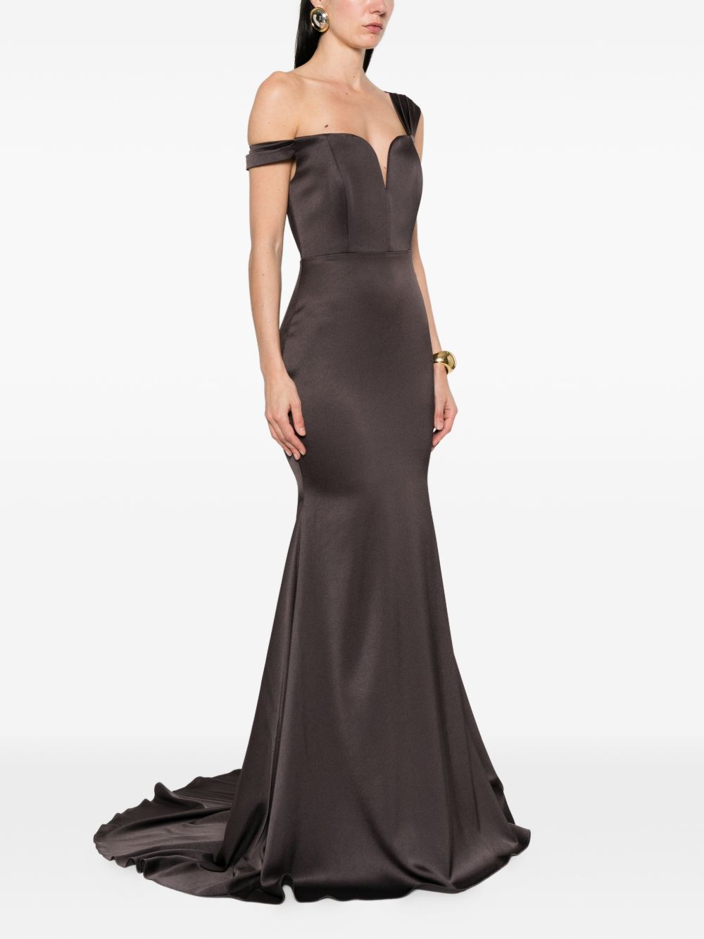 Abito con scollo a cuore in  marrone Alex Perry - donna 