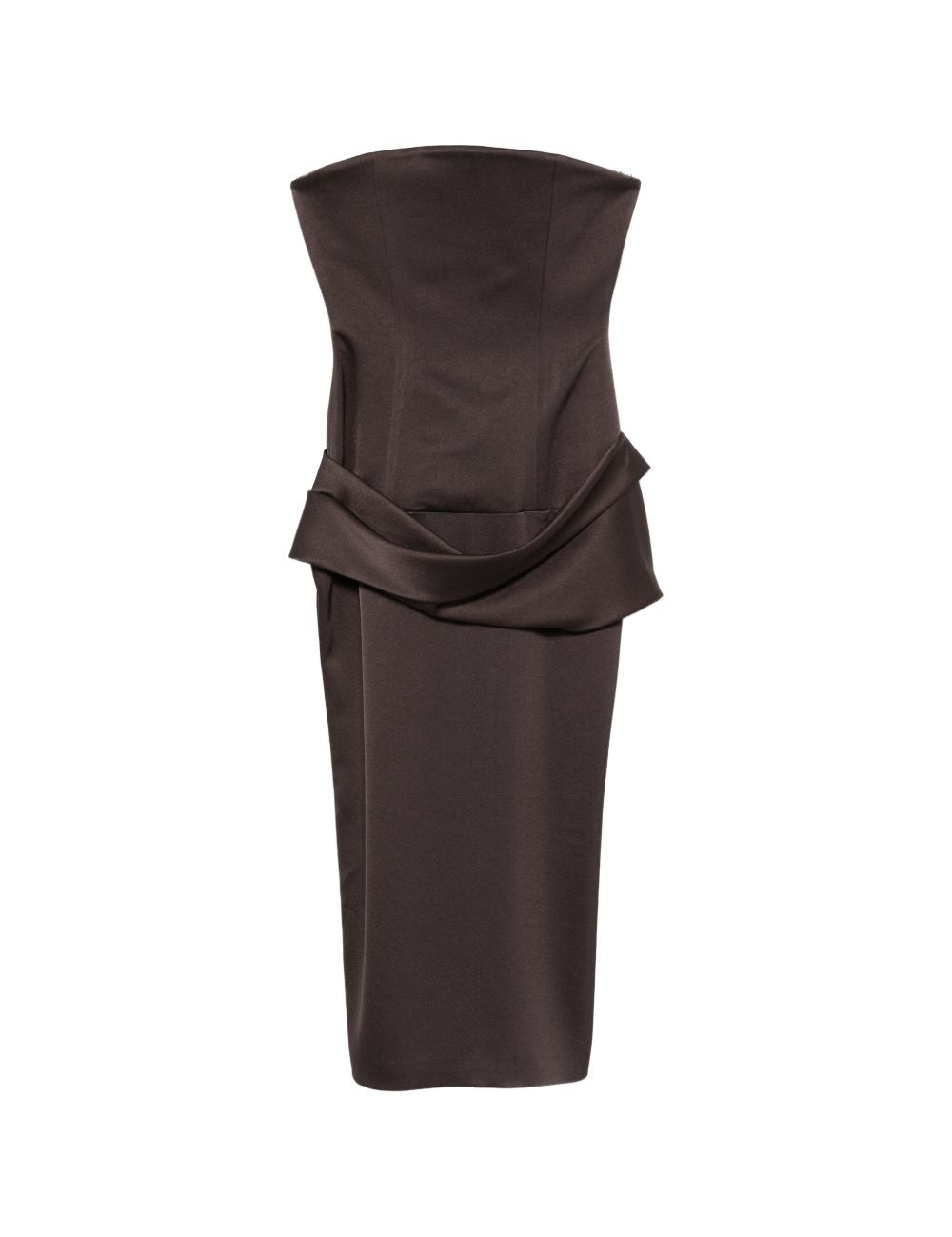 Abito drappeggiato senza spalline in marrone Alex perry - donna 