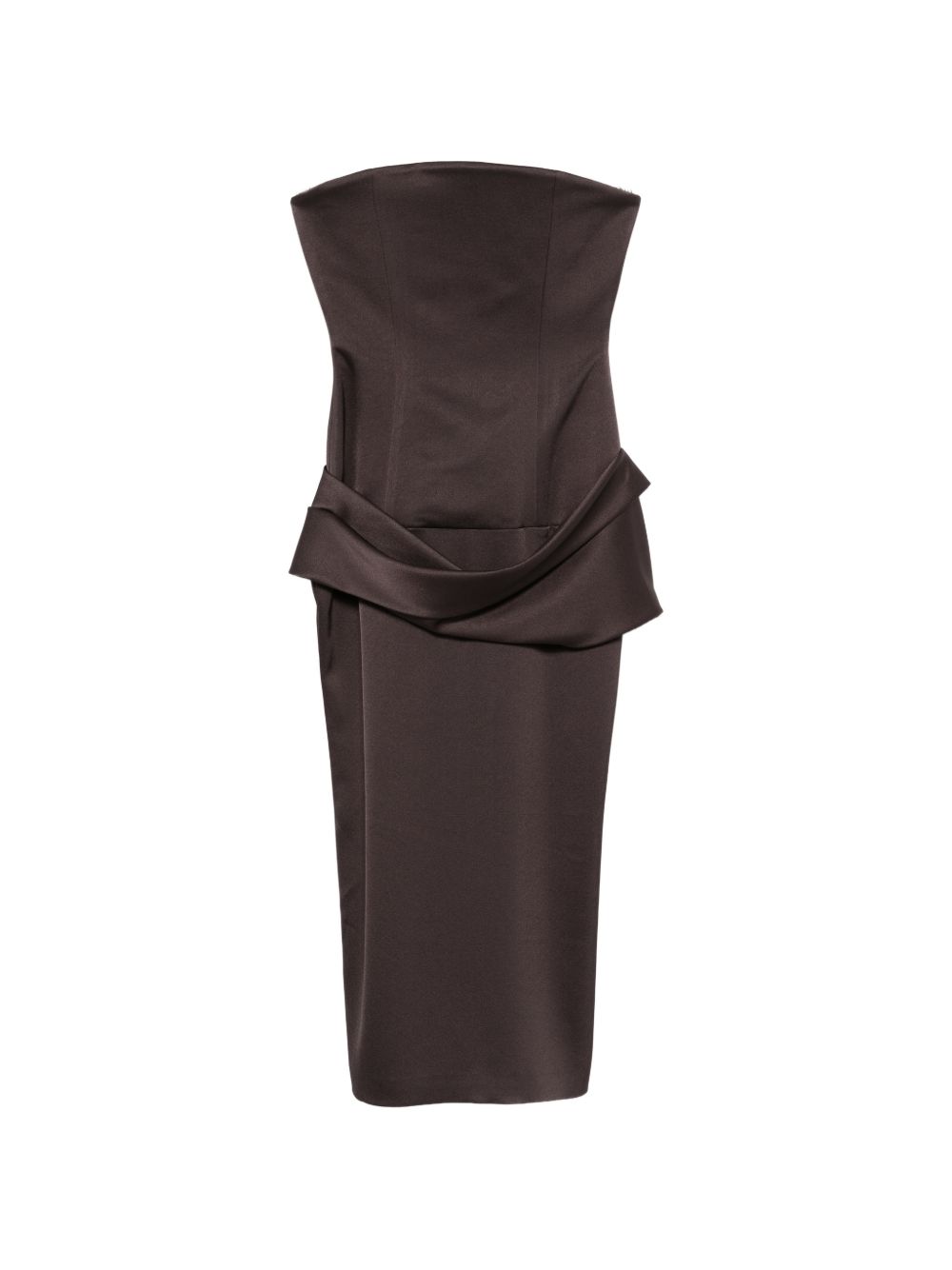 Abito drappeggiato senza spalline in marrone Alex perry - donna 