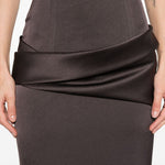 Abito drappeggiato senza spalline in marrone Alex perry - donna 