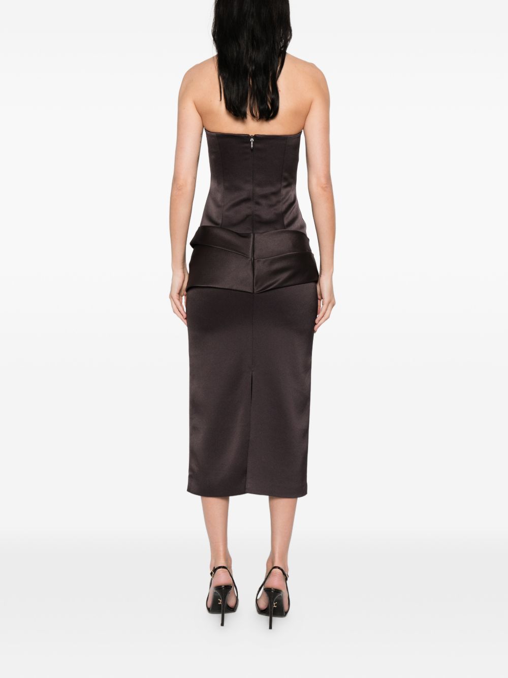 Abito drappeggiato senza spalline in marrone Alex perry - donna 