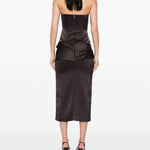 Abito drappeggiato senza spalline in marrone Alex perry - donna 
