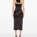 Abito drappeggiato senza spalline in marrone Alex perry - donna 